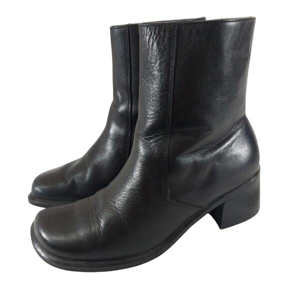 DANELLE! CENTRAL BLACK GENUINE LEATHER BIKER/MOTO CHUNKY HEEL ZIP BOOTS! SZ 6.5M - Picture 11 of 11